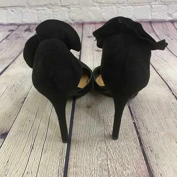 New York & Co Black Suede Stiletto High Heel Pumps - Picture 5 of 7